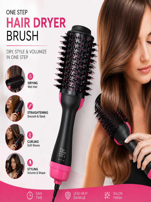One Step Hot Air Brush Dryer + Styler 