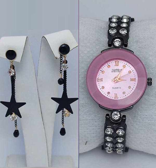 Pack of 2 Girl Bracelet Watch With Star Earring Design Price in Pakistan RBCollection.pk