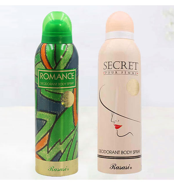 Pack of 2 Rasasi Romance + Secret Deodorants for Women - 200ML