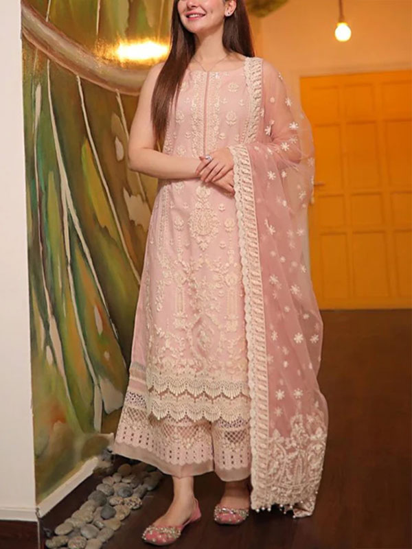 Premium Lawn Heavy Embroidered Dress Organza Embroidered Dupatta (Unstitched) (DRL-2436)