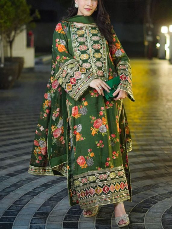 Anila's Premium Lawn Heavy Embroidered Dress With Chiffon Embroidered Dupatta (Unstitched) (DRL-2328)