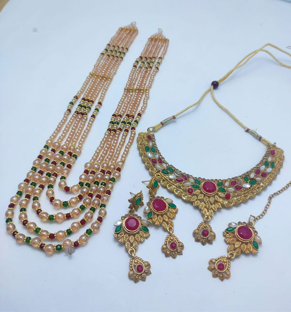 Rajwadi Indian Necklace Set With MALA (ZV:15811)