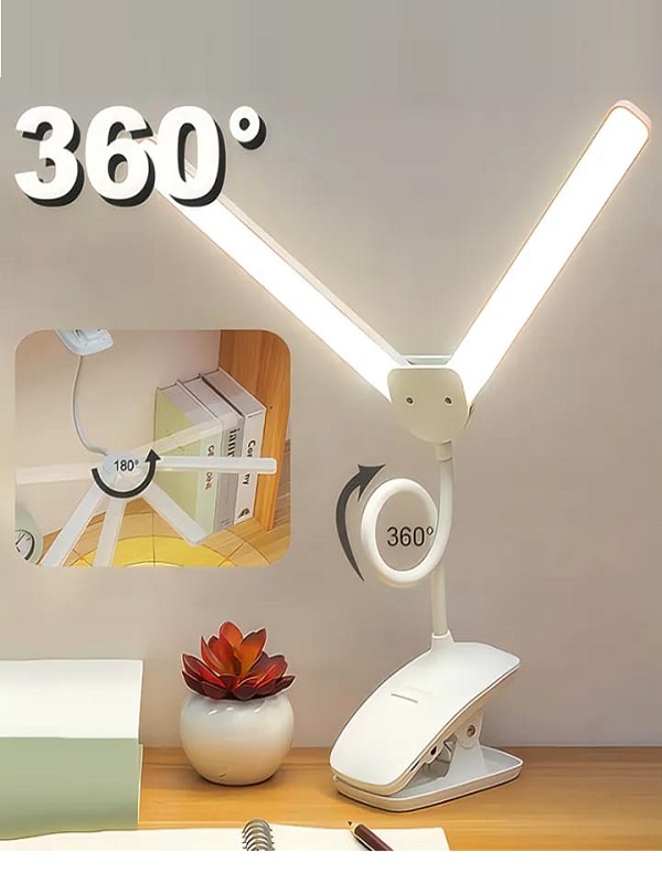 Rechargeable 360° Flexible LED Table Lamp – Dual Head Study and Reading