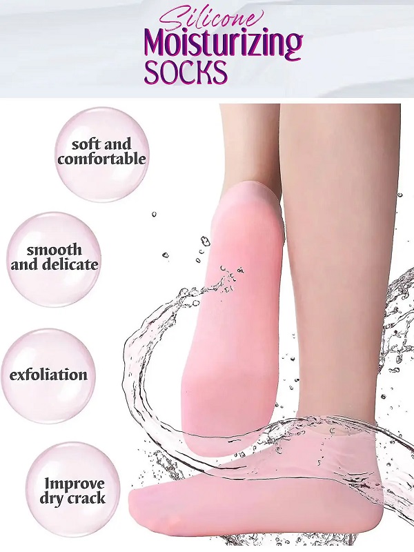 Silicone Foot Moisturizing Socks - Anti-Crack Spa Gel Socks for Soft & Smooth Heels