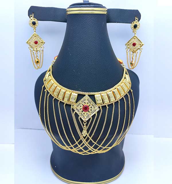 Stylish Gold Plated Necklace Set (ZV:7926)