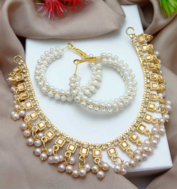 Pearls Chocker  & Earring (ZV:7653)