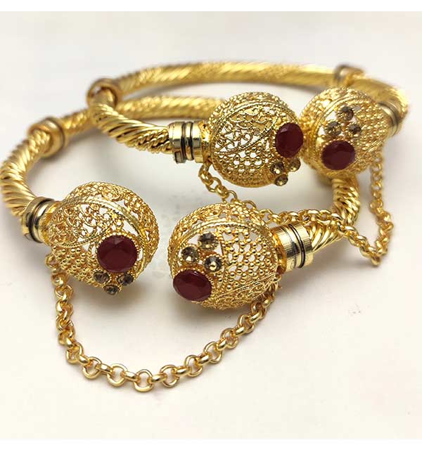 Zircon Adjustable Bracelet Bangles Set 2 Pec (ZV:8266)